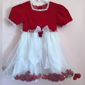 Vintage  Evy red white roses Girls dress size 5